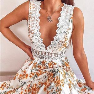 🌼🌸Summer lace stitching floral print dress🌸🌼